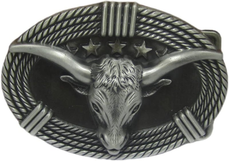 MULBA Vintage Style Alloy Belt Buckle American Cowboy Fashion Western 3D Engraved Cow Bull Head Belt Buckles - Image 1